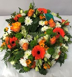 Orange and White Wreath funerals Flowers